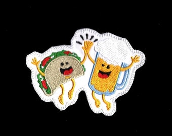 Taco and Beer Party Patch by MagicPatches&More  Embroidered Iron On Patch Birthday Fiesta Beer Party Fabric Patch by magicpatchesandmore!