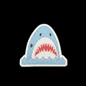 White Shark Embroidered Iron-On Patch – Marine Applique