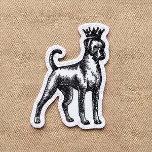 Écusson pour chien boxer avec couronne - Appliqué royal de race d'animal de compagnie du roi (à repasser)