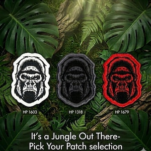 Embroidered Gorilla Patch, Ape Iron-On Badge for Biker Vest, Jacket or Backpack, Wildlife Animal Lover Gift