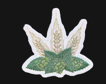 Brew Master Embroidered Iron On Patch: Beer Hops Design