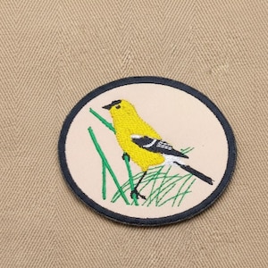 Gold Finch Embroidered Patch, Bird Wildlife Nature Crest, Iron-On Accessory