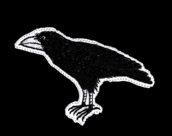 Raven Patch  Embroidered Iron On Fabric Black Bird Applique Patch by MagicPatches&More!