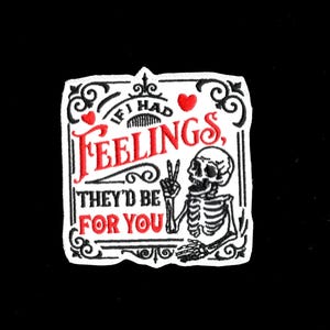 Skeleton Heart Patch | Iron-On Embroidered Love You Fabric Patch