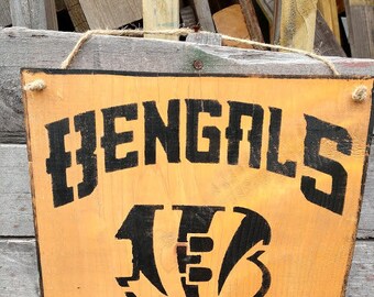 NFL Bengal Sign,Bangel Fan,Bengal Football,Blue and Orange Bengal Man Cave Sign,Woman Cave Sign,Hand Made and Painted Football Sign,Made USA