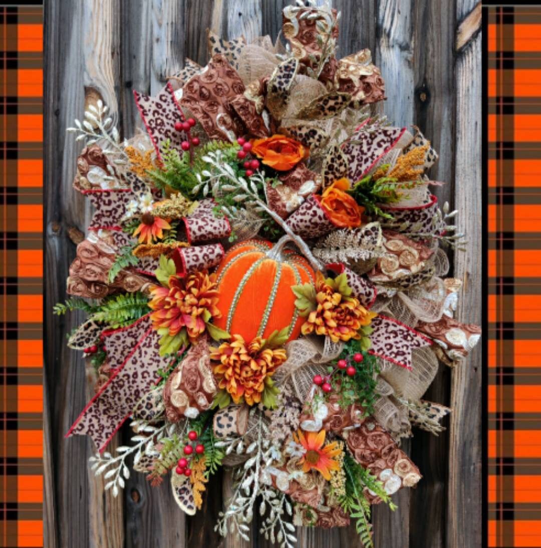 Fall Wreath, Front Door Wreath, Pumpkin Wreath, Thanksgiving Wreath, XL