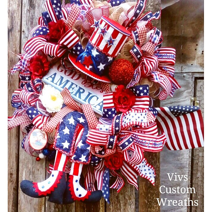 Uncle Sam Wreath July 4th Wreath Front Door Wreath Summer