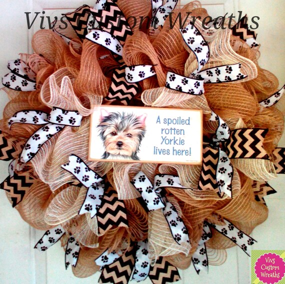 Front Door Pet Yorkie Wreath Dog Lovers Wreath Pet Friendly Etsy