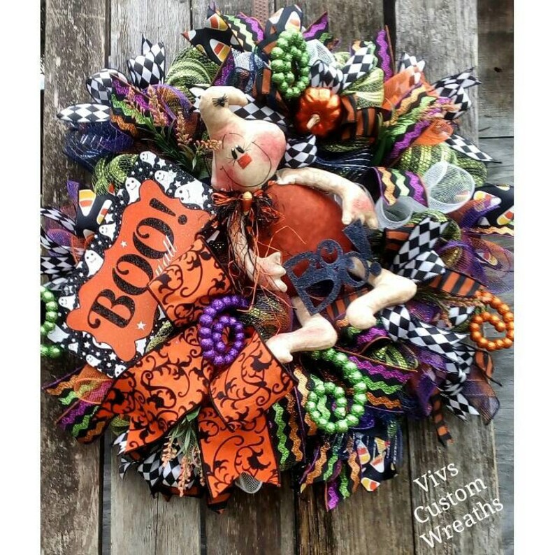 Ghost Wreath Halloween Decor Pumpkin Wreath Fall Wreath Halloween Wreath Boo Wreath Front Door Wreath Halloween Ghost Wreath