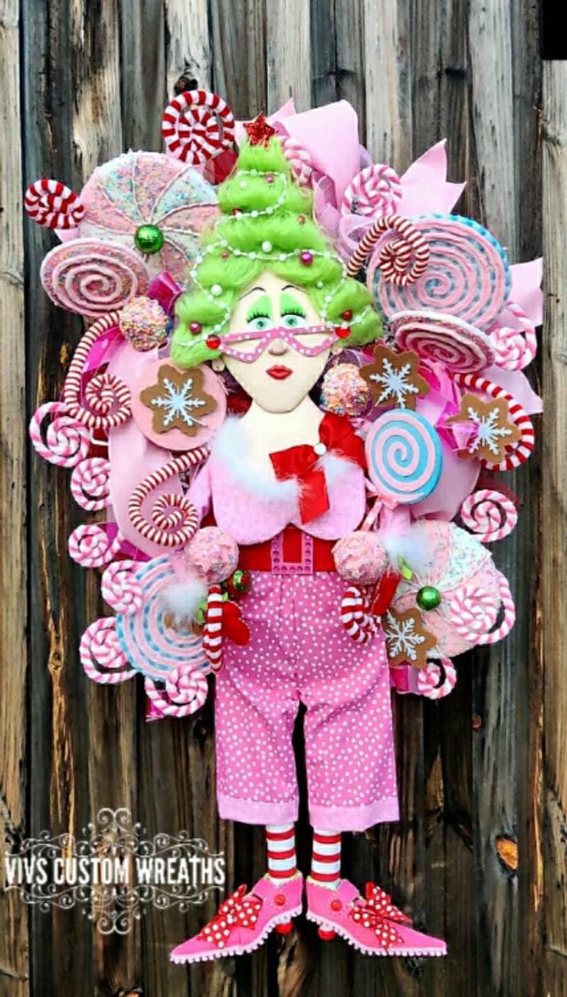 Mrs. Claus Wreath, Whimsical Christmas Wreath, Whimsical Xmas Wreath