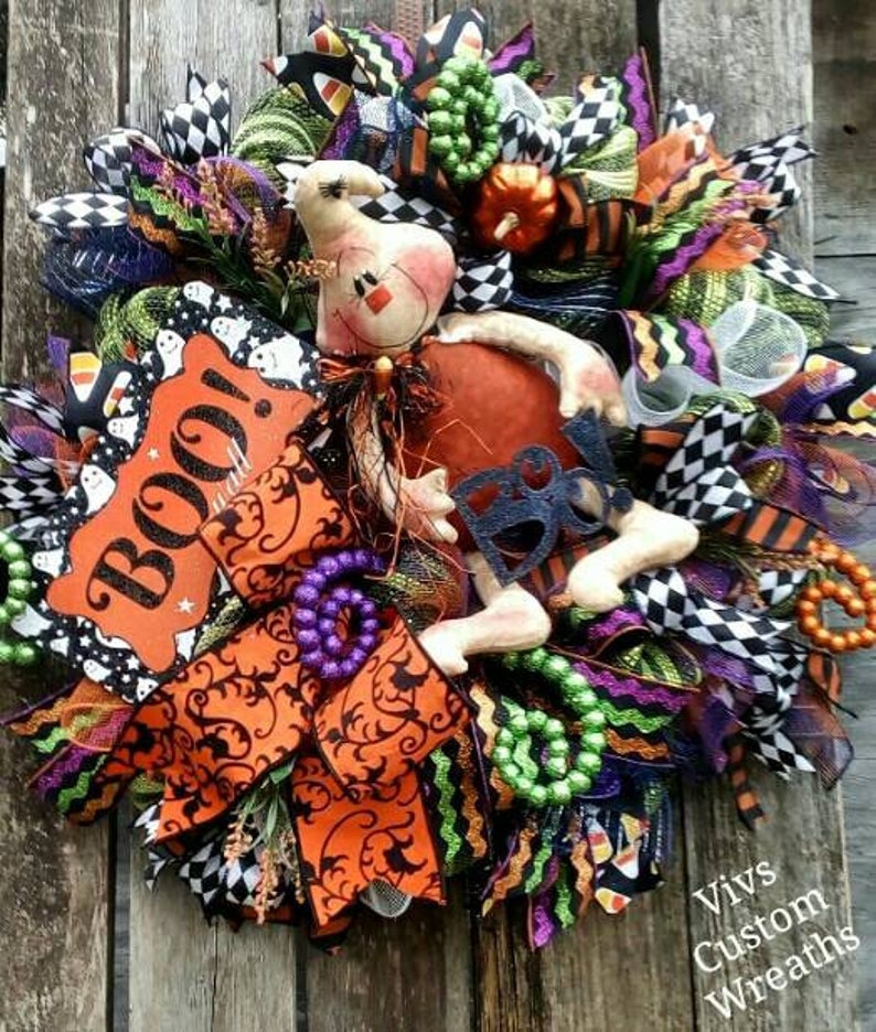 Ghost Wreath Halloween Decor Pumpkin Wreath Fall Wreath Halloween Wreath Boo Wreath Front Door Wreath Halloween Ghost Wreath