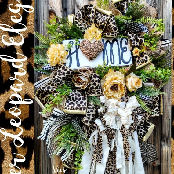 Everyday Wreath, Front Door Wreath, Blessed Wreath, Year Round Wreath,  Cheetah Wreath, Cheetah Decor, Fall Wreath, Fall Decor 
