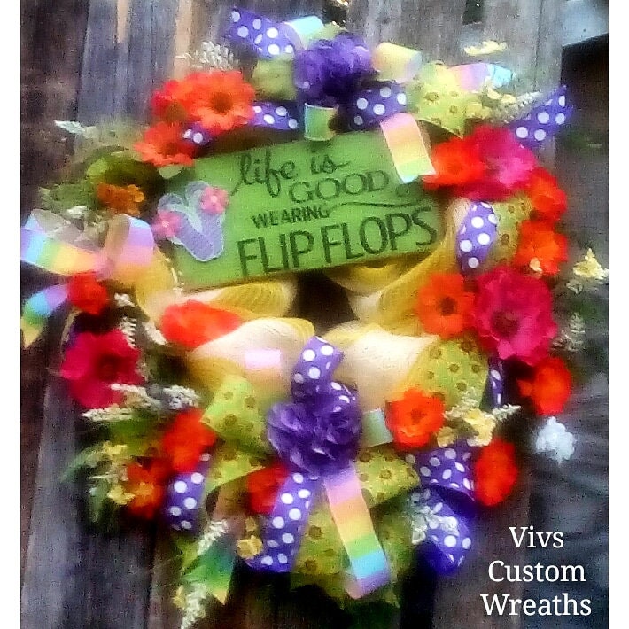 Summer Wreath For Front Door Tropical Flip Flops Summer Wreath For Front Door Tropical Flip Flops Party Beach Decor Fl