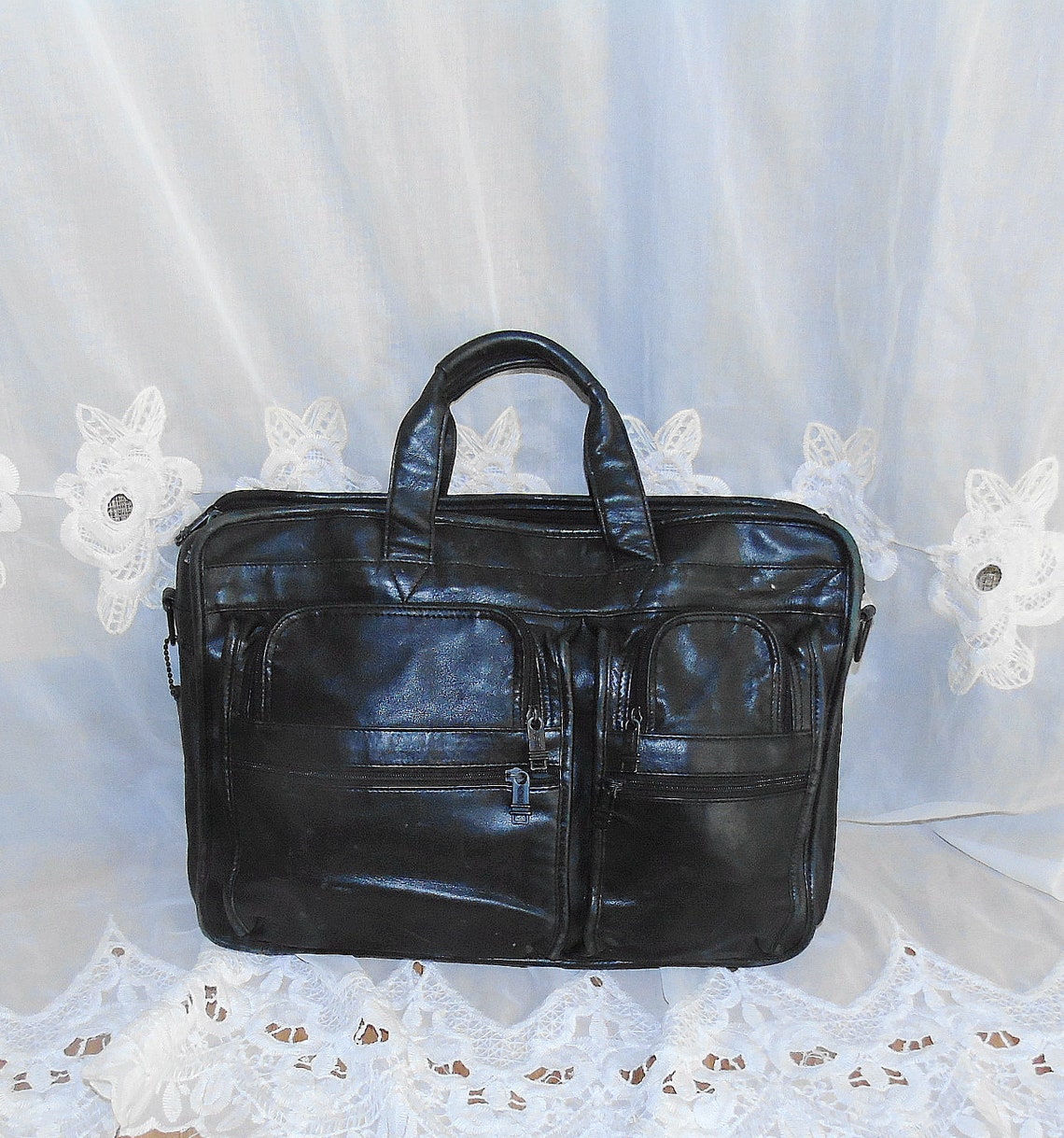 Vintage TUMI Leather Briefcase Messenger Computer Laptop Bag Etsy