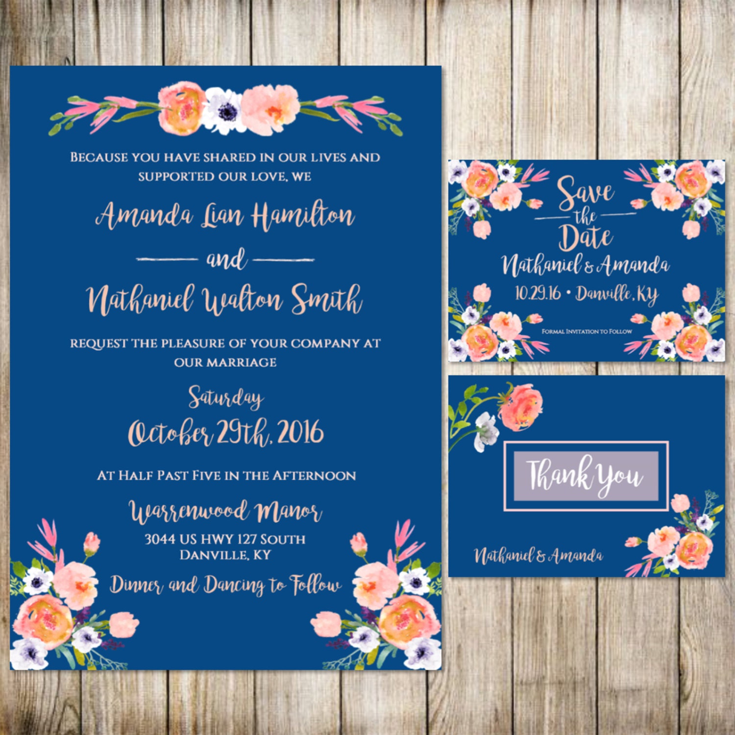 Flower Wedding PackageSave the date invitation thank you Etsy