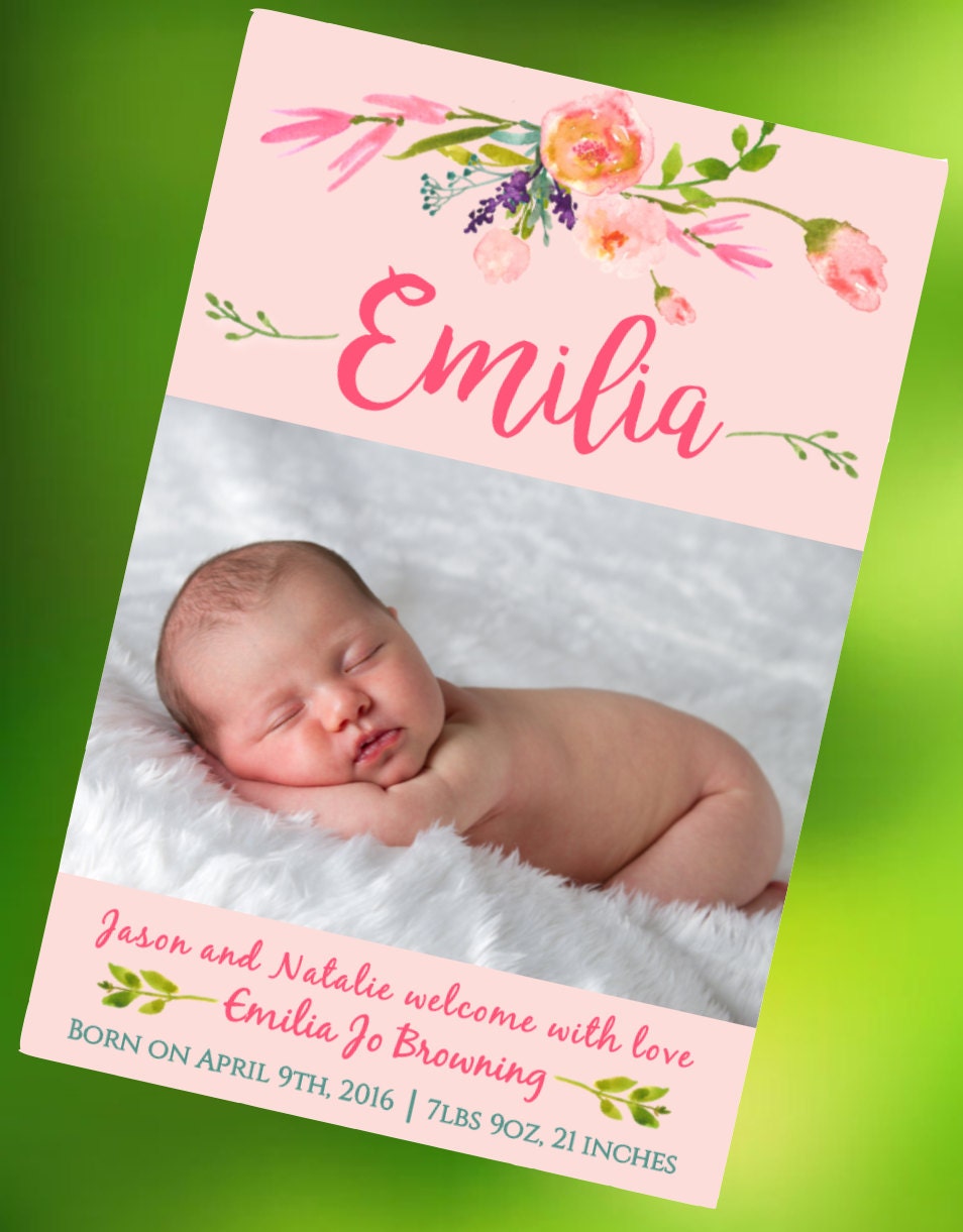 Flower Baby Announcement Shabby Chic Etsy
