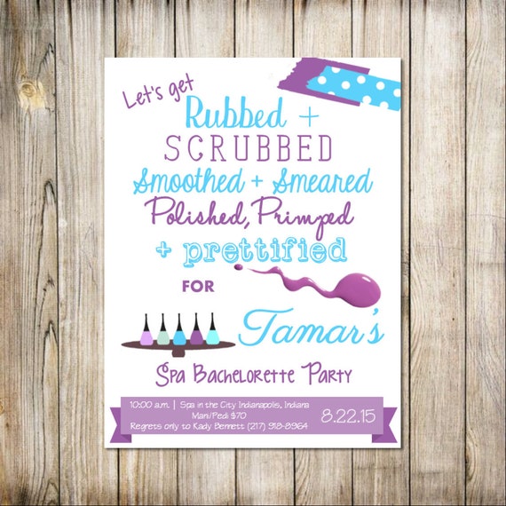 spa day bridal shower invitation bachelorette or birthday etsy