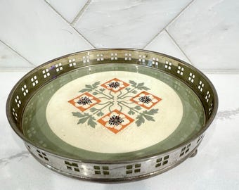 Bandeja antigua de cerámica plateada de Villeroy Boch Dresden, alrededor de 1900-1920