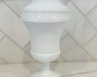 Barattolo porta caramelle con coperchio in vetro bianco latte vintage, decorazione da farmacia