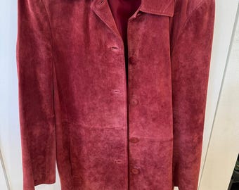Vintage wasbaar suède jack St. John's Bay rood bordeauxrood