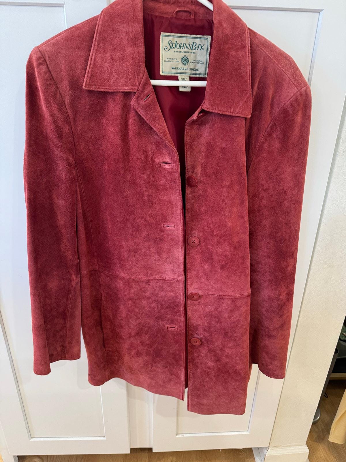 Veste En Cuir Suédé Violet St Johns Bay - Taille Medium, Occasion En Très Bon état
