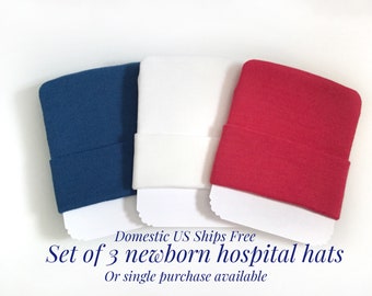 Newborn boy hospital hat - Baby boy hospital hat set  - newborn hat for boy - new born hat red blue white - infant beanie cap