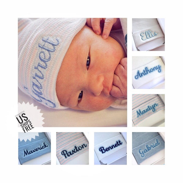 Newborn hat boy - coming home outfit hat - baby boy hospital hat - newborn hospital hat boy - personalize baby boy hats - newborn boy beanie