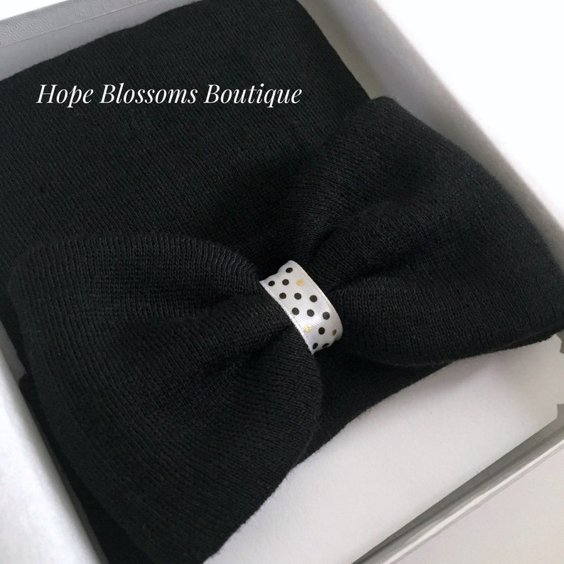 Newborn baby girl hat with bow newborn girl hospital hat beanie cap baby girl coming home outfit hat black white baby hats for girl