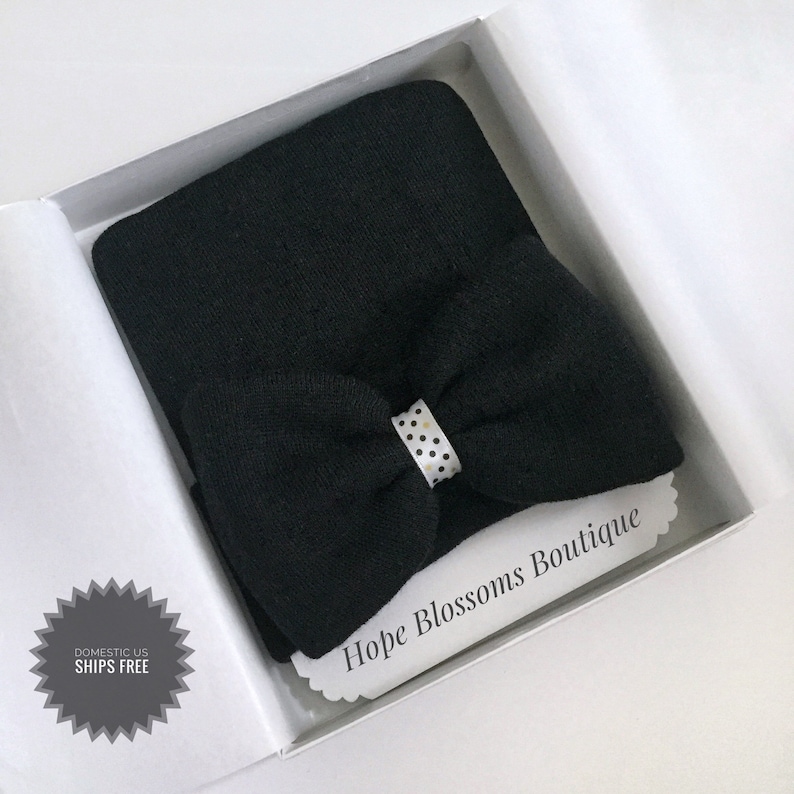 Newborn baby girl hat with bow newborn girl hospital hat beanie cap baby girl coming home outfit hat black white baby hats for girl