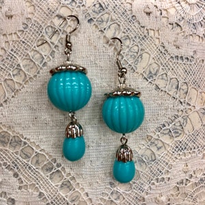 Upcycled Turquoise Blue Pierced Earrings