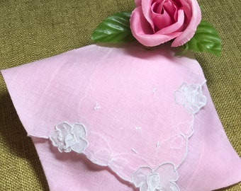 Handmade Lavender Bud Sachet Made from A Pink with Organdy Flowers Handkerchief Bridal Party Gift Birthday