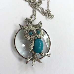 Upcycled Owl Pendant Necklace with Magnifier