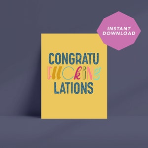 CongratuFuckingLations Typography A2 Greeting Card