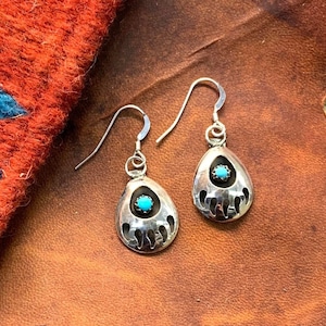 Navajo Silver Earrings -Bear Paws