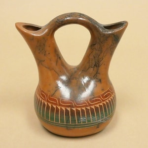 5.5&quot; Navajo Indian Etched Wedding Vase