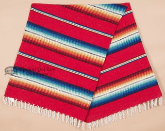 56"x74" Rio Bravo Serape Style Mexican Blanket - Red