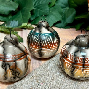 Set of 3 Horse Hair Pottery Ornaments Navajo