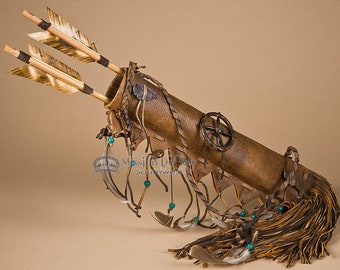 14&quot; American Indian Deer Skin Quiver Set -Navajo
