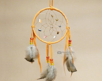 4 Navajo Deer Skin Stone Dreamcatcher natural Tan | Etsy