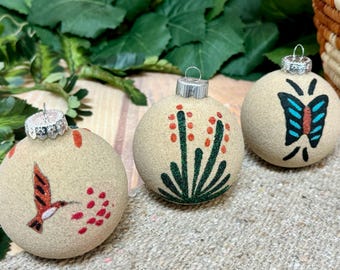 3 Set Navajo Sand Painted Christmas Ornaments