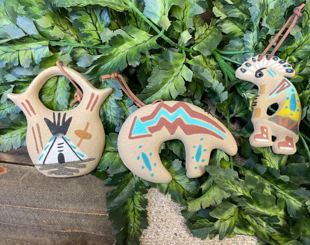 3 Set Navajo Sand Painted Christmas Ornaments Etsy