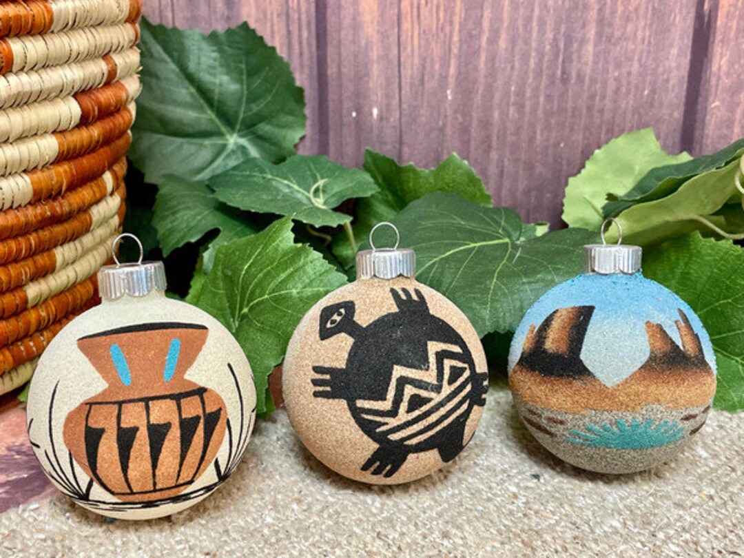 3 Set Navajo Sand Painted Christmas Ornaments Etsy