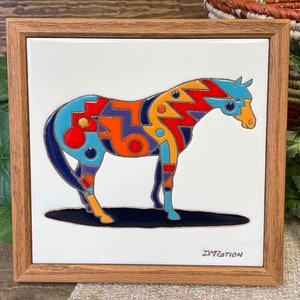 9.25&quot; Navajo Handcrafted Tile -Horse