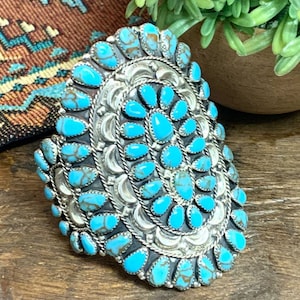 Navajo Indian Turquoise Silver Cuff