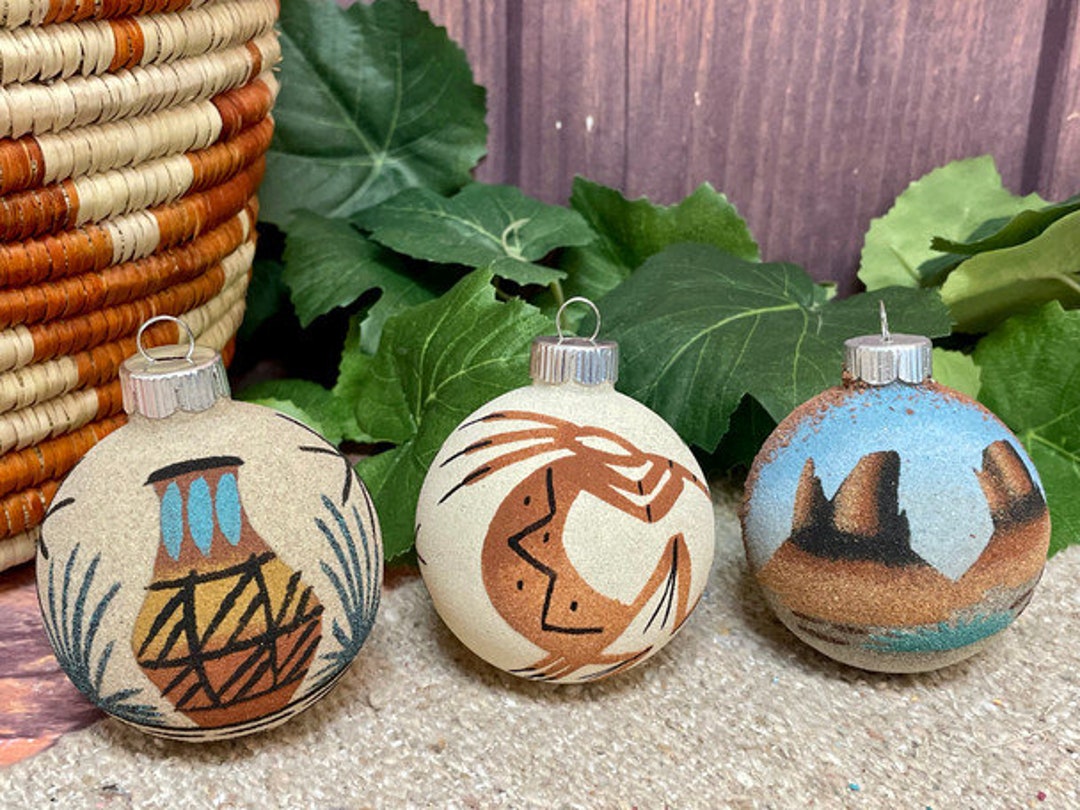 3 Set Navajo Sand Painted Christmas Ornaments Etsy