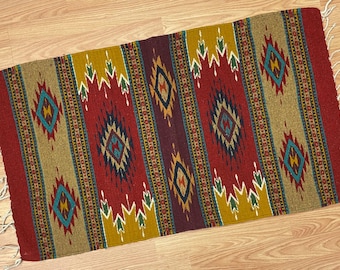 23"x39" Zapotec Indian Throw Rug