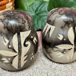 Navajo Horse Hair Pottery Salt & Pepper Shakers