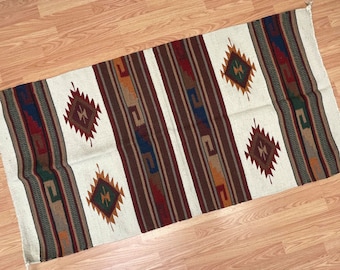 Rustic Handwoven Wool Rug 32"x64"
