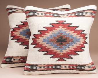 Pair Southwest Wool Pillow Cover 18x18 -Papago Style