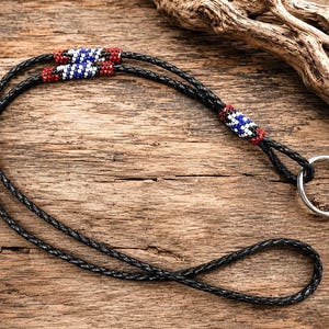 16" Navajo Indian Braided Leather Lanyard